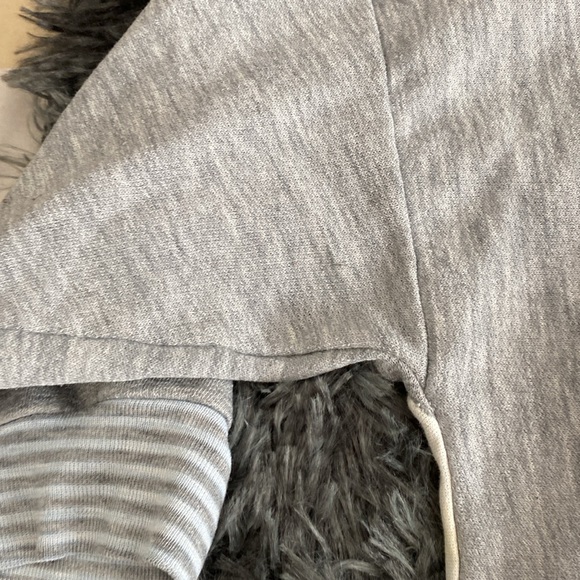 Old school light Gray and pale blue Striped winter theme crewneck Sweater - Picture 15 of 17